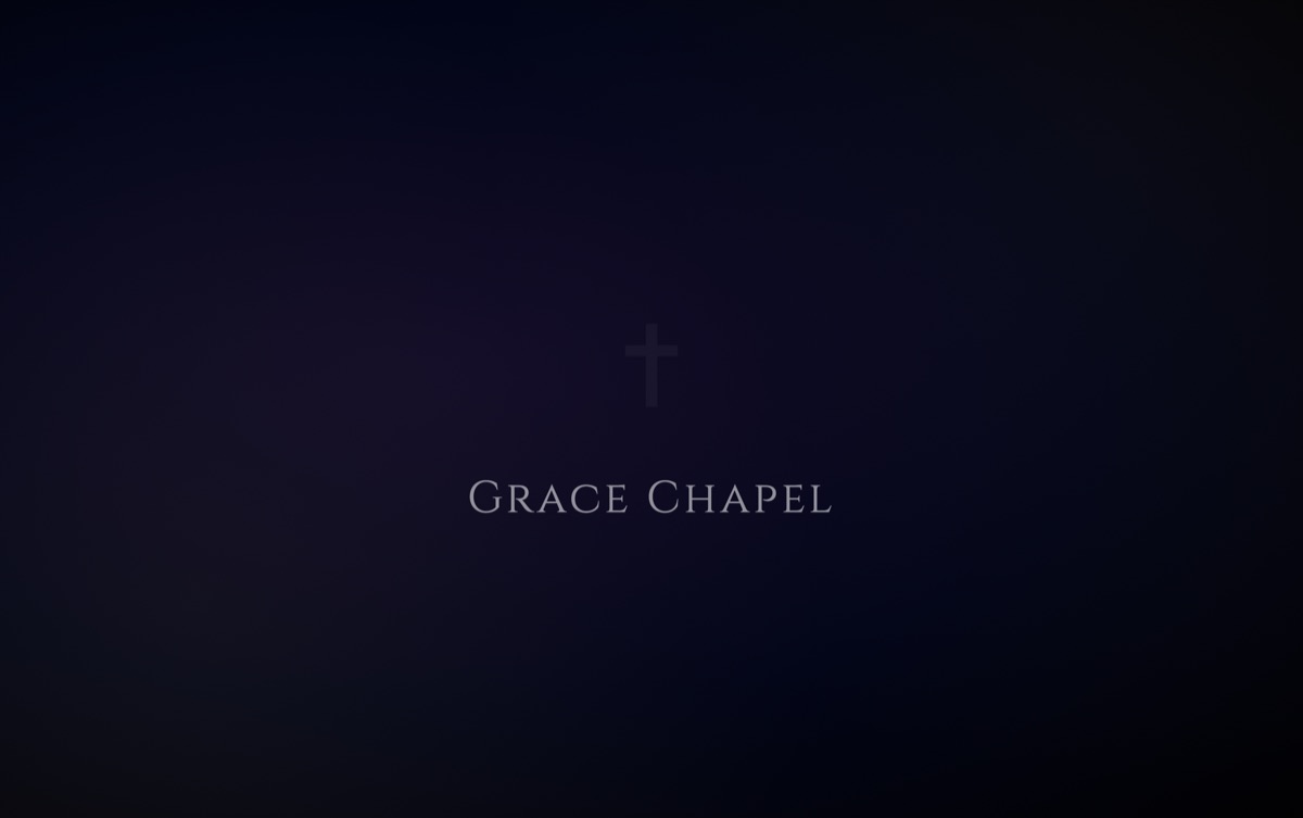 The projector's welcome screen showing the church name Grace Chapel